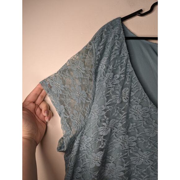 NWT Torrid Turquoise Floral Lace V-neck Skater Dress - Picture 3 of 8